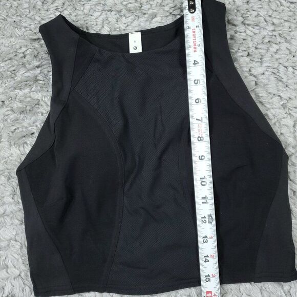 Lululemon Mesh Panelled Training Shelf Tank Top Size 8 Black Lined - Picture 4 of 7
